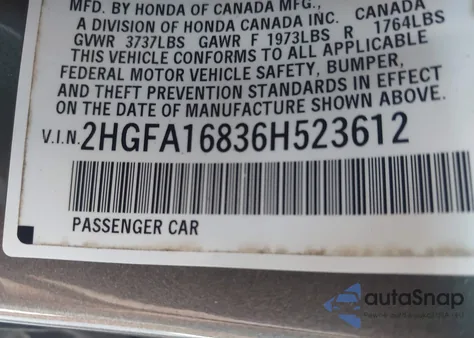 2008 Honda Civic from USA, damaged, VIN 02HGFA1683H523612
